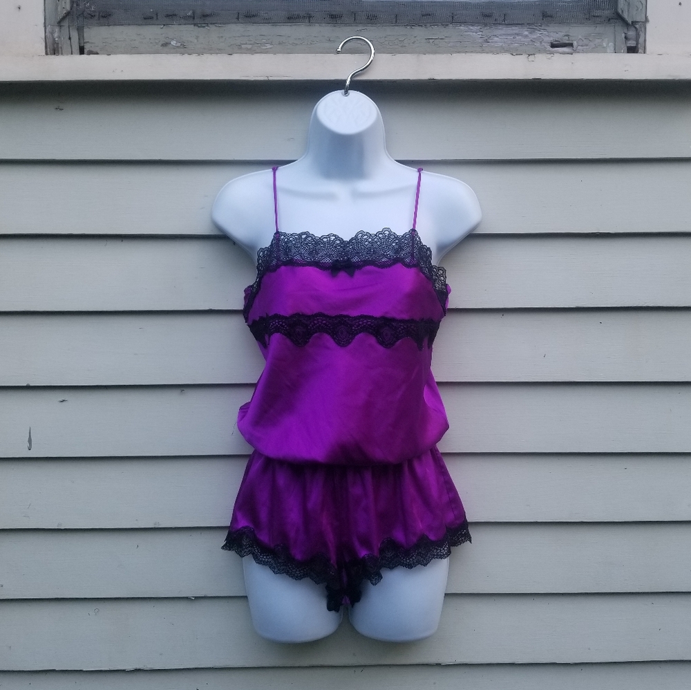 Royal Purple with Black Lace Victoria's Secret S